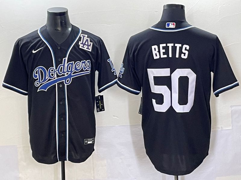 Men 2025 Los Angeles Dodgers #50 Betts Black Three generations Fashion Nike MLB Jersey style 70411